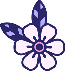 iconic tattoo style image of a flower in bright neon color