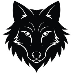 WOLF head silhouette  on white background 