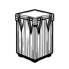 Minimalistic black-and-white cajón illustration in clean vector style