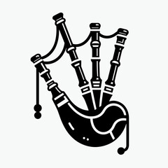 Bagpipe illustration with a skeletal hand design  