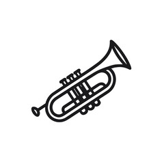 Minimalistic black-and-white trumpet illustration in clean vector style 