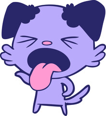 cartoon disgusted dog in bright neon color
