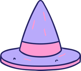 hand drawn cartoon doodle of a witches hat in bright neon color