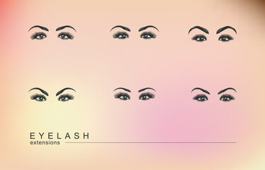 collection of female eye beauty images in single color concept, vector icon. eyelash, eyebrows, female eye and cosmetics emblems.