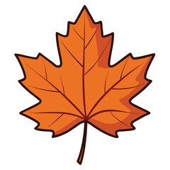Obraz premium Simple autumn leaf outline, ideal for fall season, nature, or seasonal change designs on a clean white background.