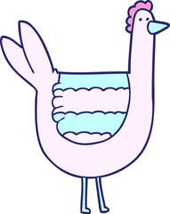 cartoon chicken in bright neon color