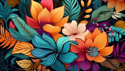 Fototapeta premium vibrant floral and foliage patterns