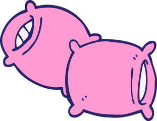 cartoon doodle pillow in bright neon color