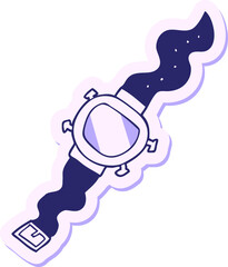 sticker of a cartoon wrist watch in bright neon color
