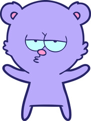 bored bear cartoon in bright neon color