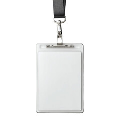 White lanyard with a black clip hanging from it