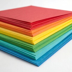Vibrant stacks of colorful paper sheets for art, craft, and education