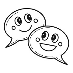 Chat Bubble Emoticons Smiling Faces in Dialogue