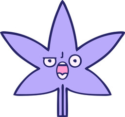 cute cartoon of a autumnal leaf in bright neon color