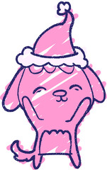 Xmas Dog Chalk Drawing in bright neon color