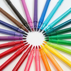Naklejka premium A colorful group of wooden art pencils, perfect for drawing and school education, isolated on a clean white background
