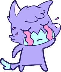 sad little fox cartoon character in bright neon color