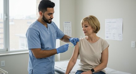 Obraz premium Healthcare Worker Administering Injection to Patient in Clinic
