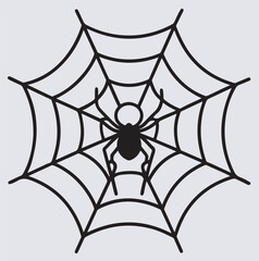 Obraz premium spider hanging from web silhouette vector art illustration, spider web vector