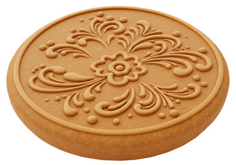 Isolated Ornate Decorative Biscuit with Embossed Floral Design
