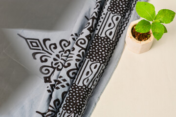 Batik patterned fabric texture for background, natural textile motif.
