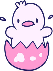 Obraz premium cute cartoon doodle chick in bright neon color