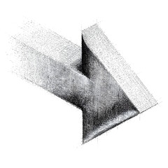 Obraz premium Hand-drawn 3D chevron arrow in isometric view pointing forward, transparent background.