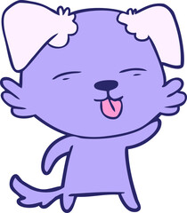 cartoon dog sticking out tongue in bright neon color