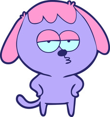 cartoon bored dog in bright neon color