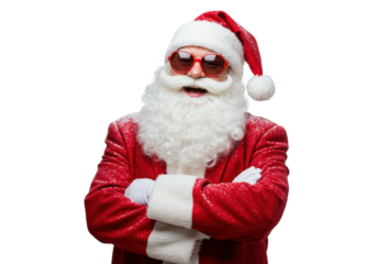Isolated Cool Santa Claus Wearing Sunglasses with Arms Crossed