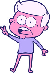 cartoon shocked man in bright neon color