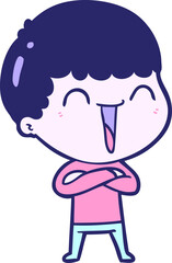 cartoon happy man in bright neon color