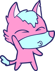 fox cartoon character in bright neon color