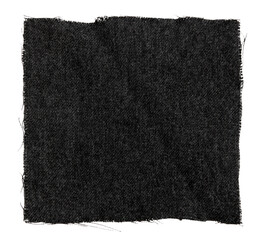 A piece of torn black fabric on a white background. Textile isolate