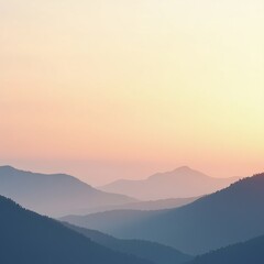 Obraz premium Minimal Mountain Landscape with Blue Hues and Soft Sunset
