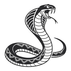 Fototapeta premium Graphic Design of a Majestic Cobra Ready to Strike with Fangs and Hood Displayed