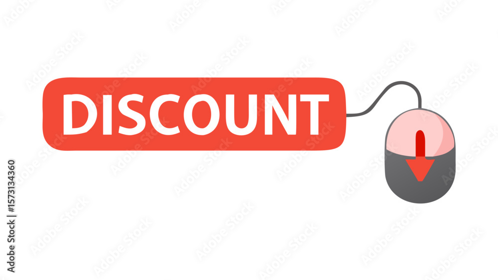 Fototapete discount label with computer mouse click in vector style