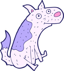 cartoon sitting dog in bright neon color