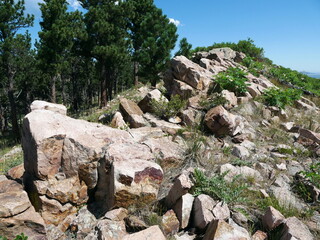Rocky Outcrop on Hogback Ridge in Summer, Foothills Trailhead, Boulder, Colorado