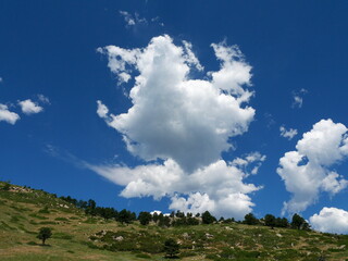 Cumulus Clouds over Hogback Ridge in Summer, Foothills Trailhead, Boulder, Colorado