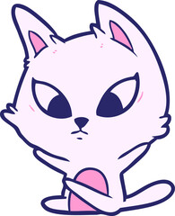 confused cartoon cat sitting in bright neon color