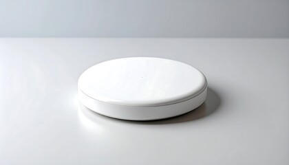 White Round Object on White Surface Minimalist Style