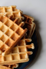 belgian waffles on a plate close-up
