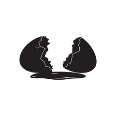 Broken egg silhouette vector flat illustration design On White Back ground