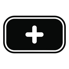 Obraz premium Black Rounded Rectangle Button with White Plus Sign Icon plus icon add button