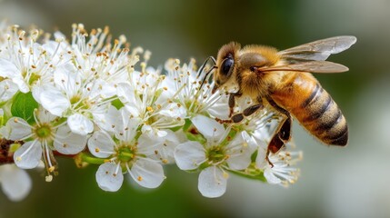 Honeybee on a flowering branch