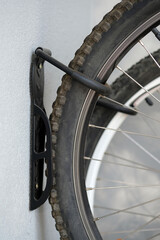 bicycle wheels close-up on gray background