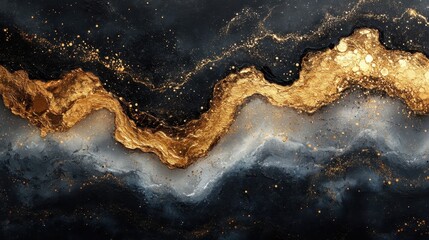 Abstract gold, grey, black swirls; luxury background