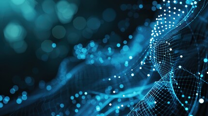 Abstract Geometric Patterns with Light Effects: A Futuristic Tech - Inspired Background Design Featuring Dynamic Lines, Hexagonal Elements and Gradient Colors, Perfect for Digital Interfaces and Tech 