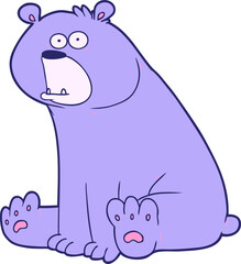 funny cartoon bear in bright neon color